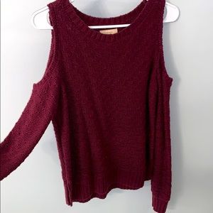Hollister Maroon Cut-Out Shoulder Sweater